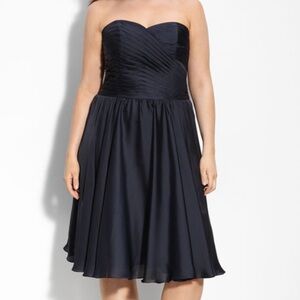 Monique Lhuillier bridesmaids chocolate brown strapless dress